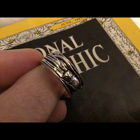 Stunning silver OWL in tree ring band DETAILING 11 - Picture 4 of 16
